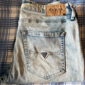 GUESS Men's Faded Blue Jeans